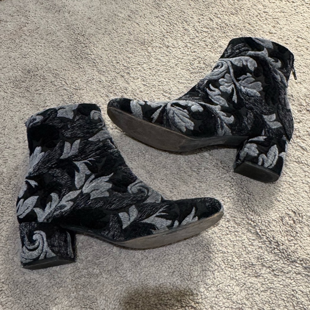 Free People Velvet Floral Boots